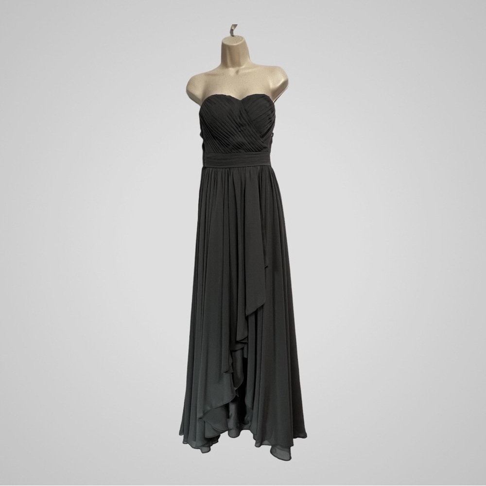JJ’s House Formal Flowing Strapless Prom Gown Dark Gray, Size 5 - Picture 2 of 8
